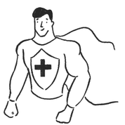 Superhero with medical cross shield