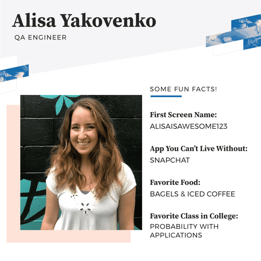 Write-up on Alisa, one of BlueFletch's 2019 interns