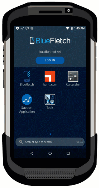 BlueFletch launcher user interface and functionality