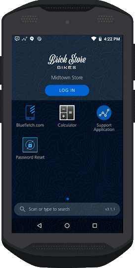 gif showing BlueFletch launcher login process