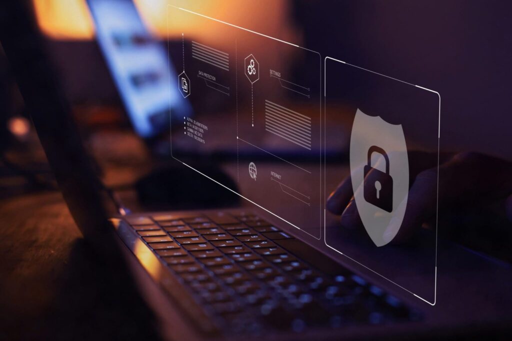 Adobe stock image of laptop with security interface showing