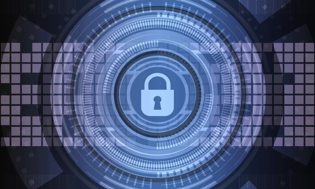 cyber security graphic with image of lock
