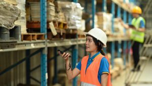 Frontline worker with mobile device scanner